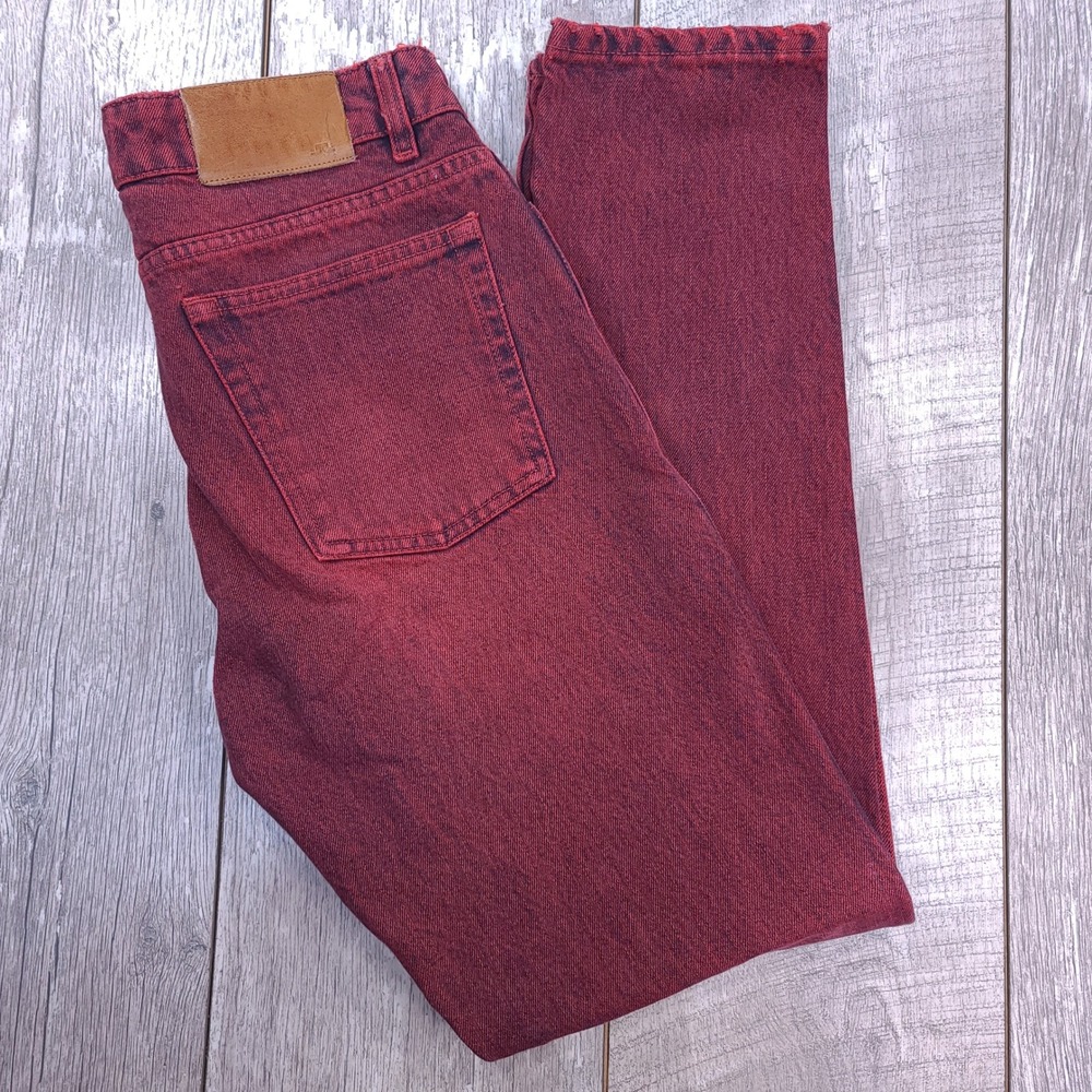 J.Lindeberg Jeans Mens 29x30 Red Acid Wash Slim Fit Button Fly Denim Pants